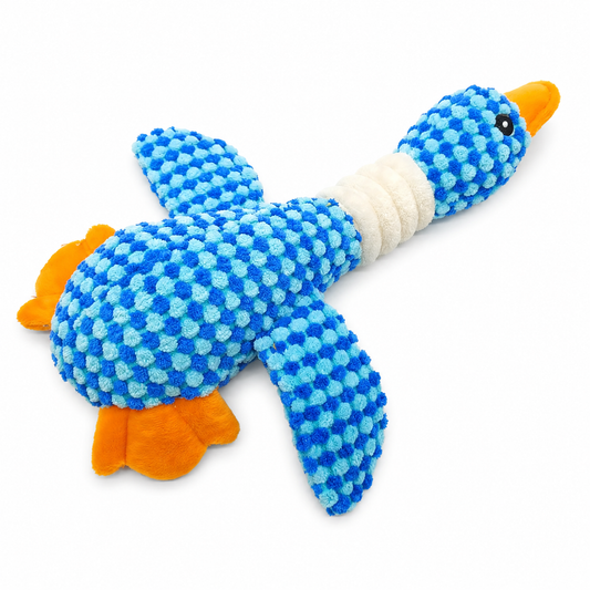 Furkly Blue Plush Duck Dog Toy – Soft Squeaky Chew Toy for Puppies, Fetch, Cuddling & Interactive Play