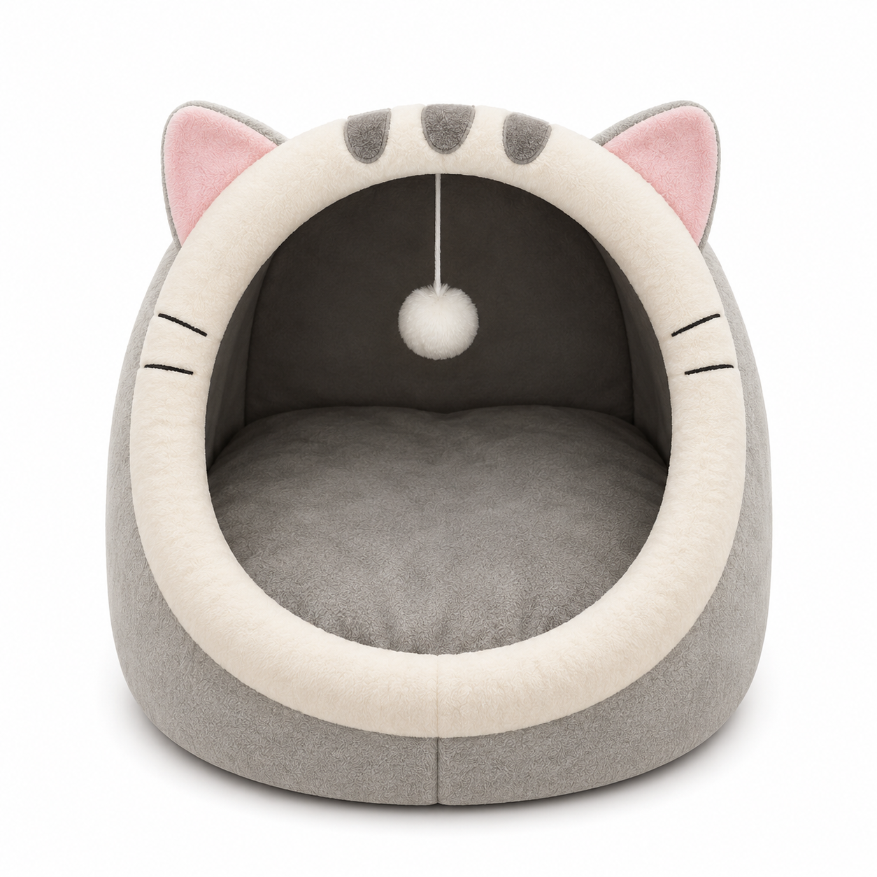 Furkly Cat Cave Bed – Cozy Plush Covered Cat Bed with Hideout for Sleeping, Napping & Lounging
