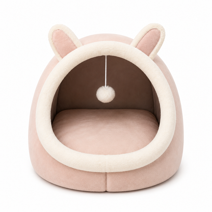 Furkly Cat Cave Bed – Cozy Plush Covered Cat Bed with Hideout for Sleeping, Napping & Lounging