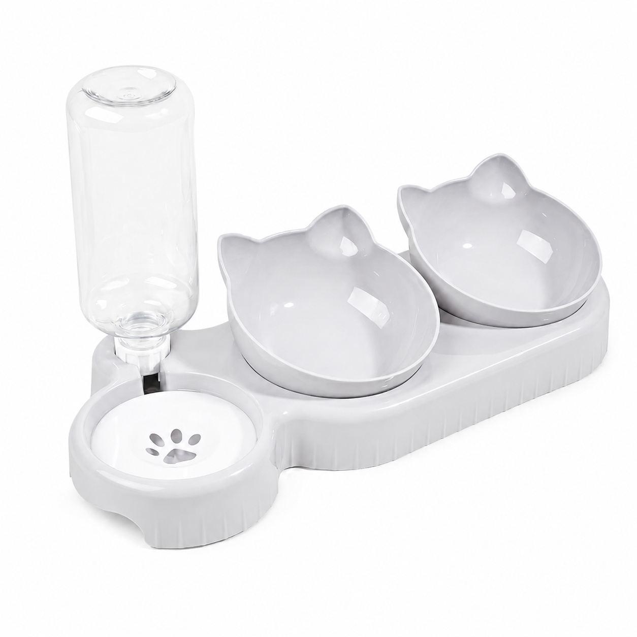 Furkly Cat Food and Water Bowl Set – Raised Pet Feeding Station with Gravity Water Bottle for Daily Meals