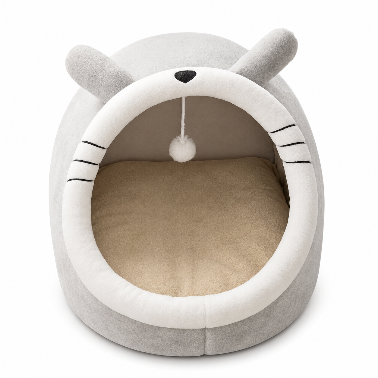 Furkly Cat Cave Bed – Cozy Plush Covered Cat Bed with Hideout for Sleeping, Napping & Lounging