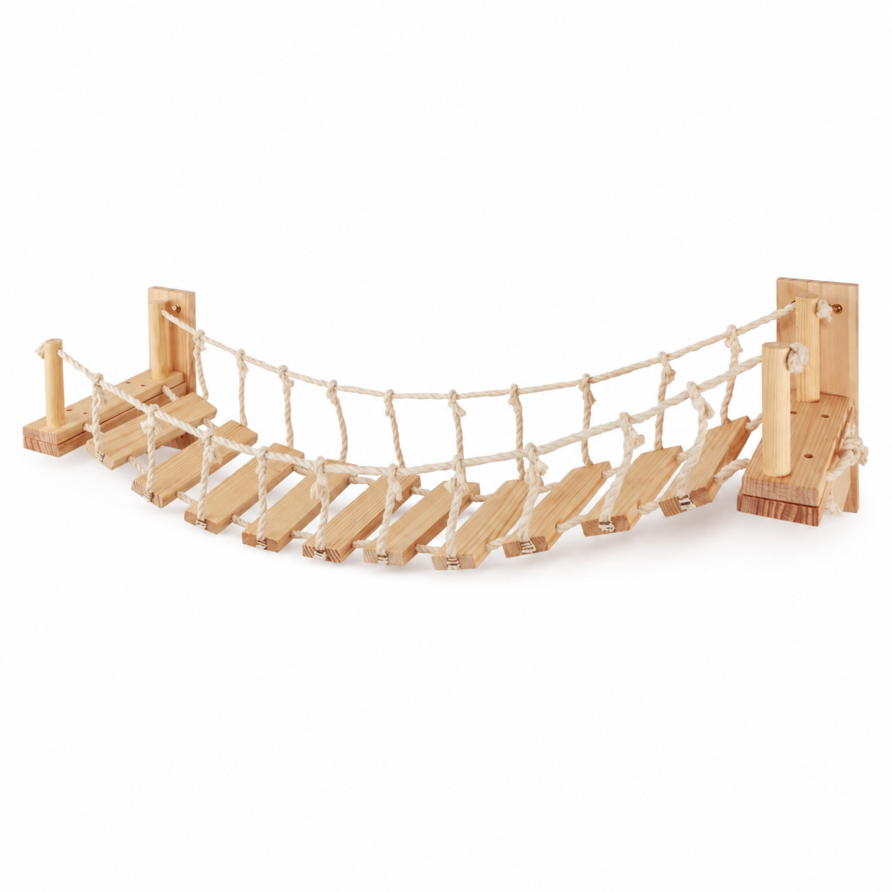 Furkly Wall Mounted Cat Bridge – Wooden Cat Climbing Shelf with Rope Bridge, Perch & Hammock for Indoor Play