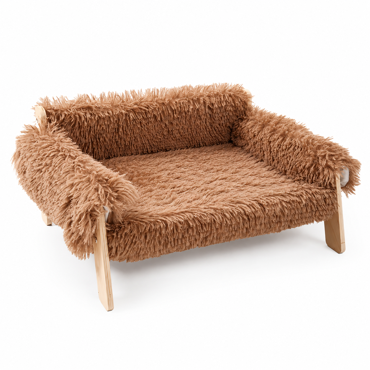 Furkly Raised Cat Sofa Bed – Plush Elevated Cat Couch with Wooden Legs for Sleeping, Lounging & Indoor Comfort