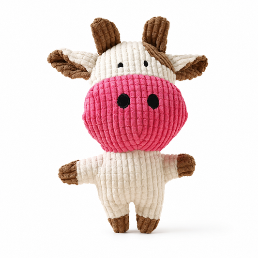 Furkly Plush Cow Dog Toy – Soft Squeaky Chew Toy for Puppies, Cuddling, Fetch & Indoor Play