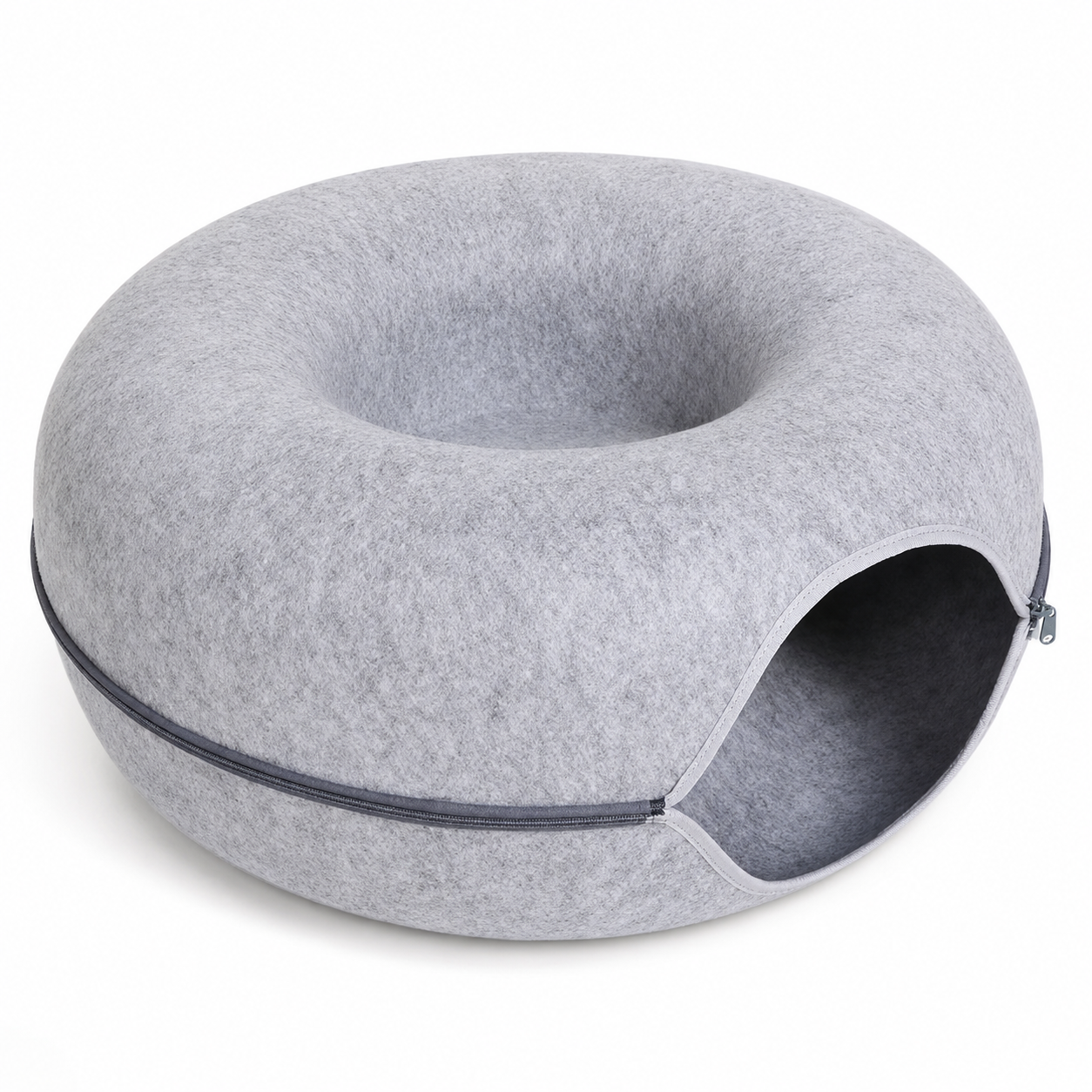 Furkly Cat Tunnel Bed – Donut Cat Bed with Built-In Play Tunnel for Hiding, Lounging & Indoor Play
