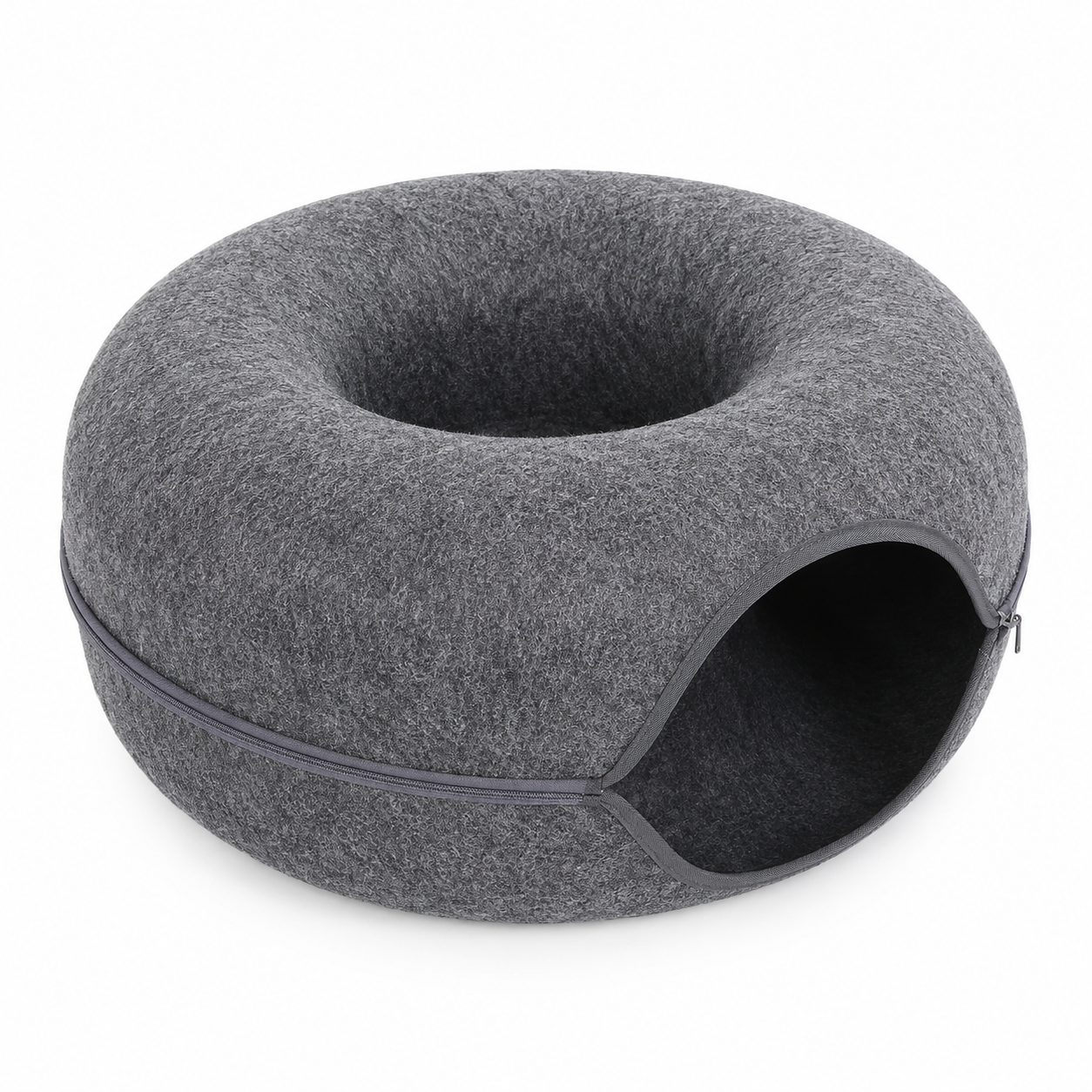 Furkly Cat Tunnel Bed – Donut Cat Bed with Built-In Play Tunnel for Hiding, Lounging & Indoor Play