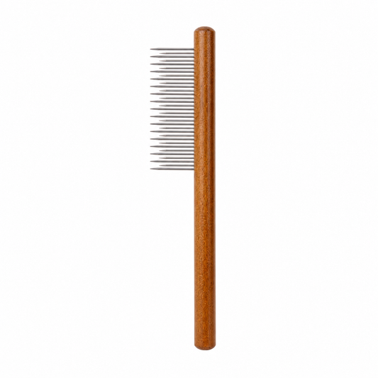 Furkly Cat Grooming Comb – Stainless Steel Pet Hair Remover Comb with Wooden Handle for Shedding, Knots & Coat Care