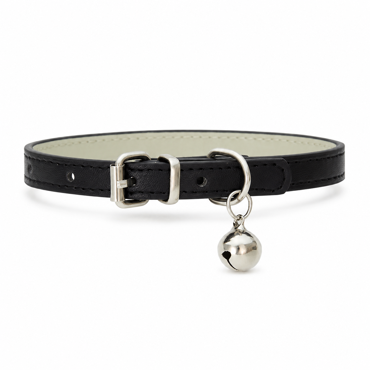 Furkly Leather Cat Collar – Adjustable Soft Padded Collar with Bell & Metal Buckle for Cats and Kittens