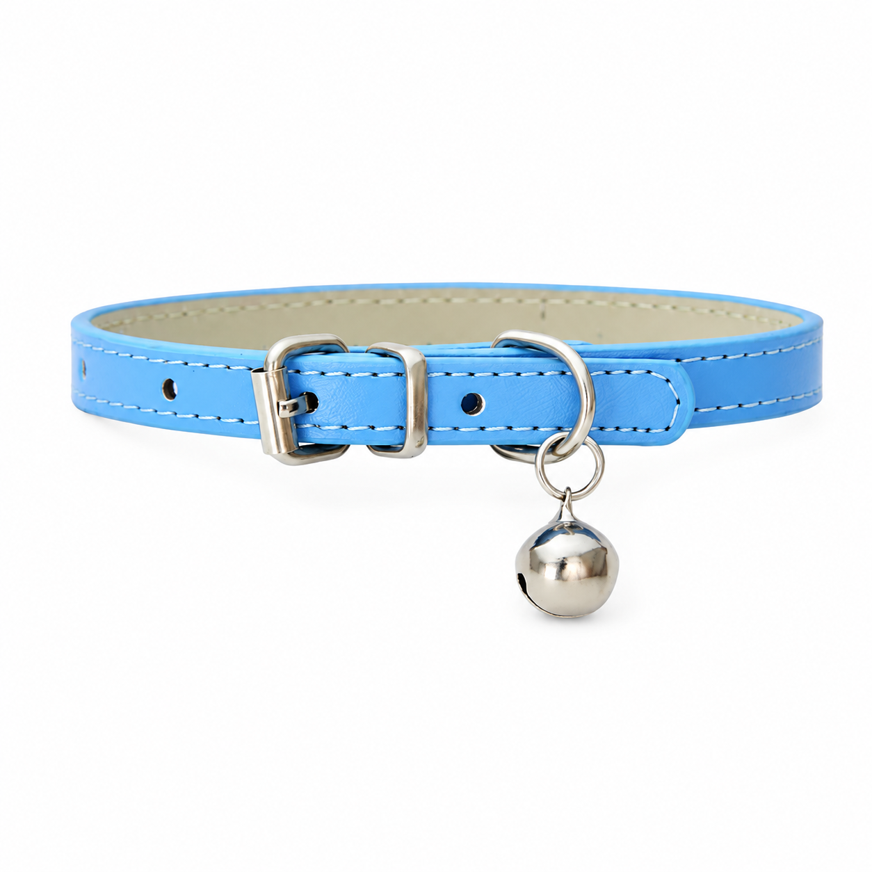 Furkly Leather Cat Collar – Adjustable Soft Padded Collar with Bell & Metal Buckle for Cats and Kittens