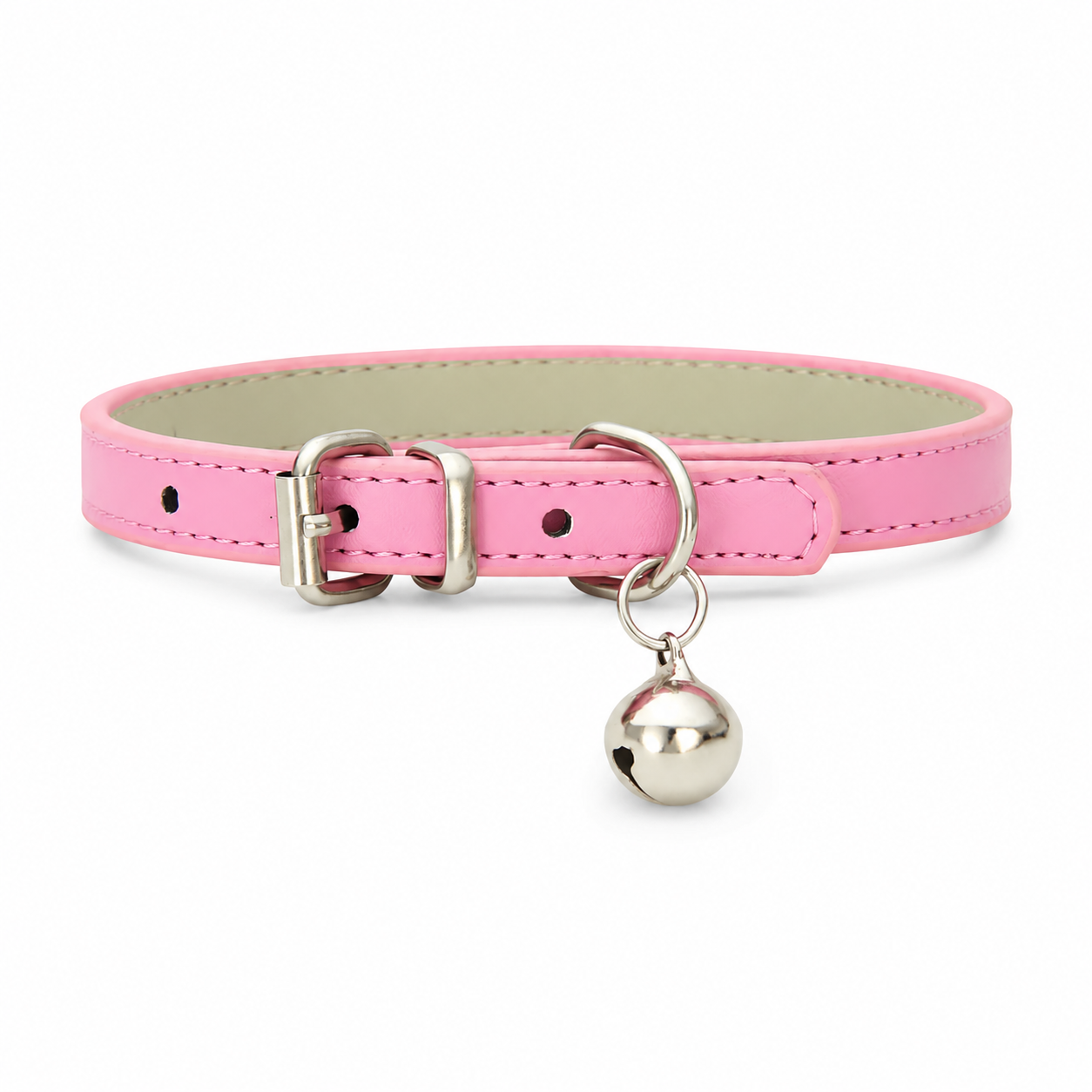 Furkly Leather Cat Collar – Adjustable Soft Padded Collar with Bell & Metal Buckle for Cats and Kittens