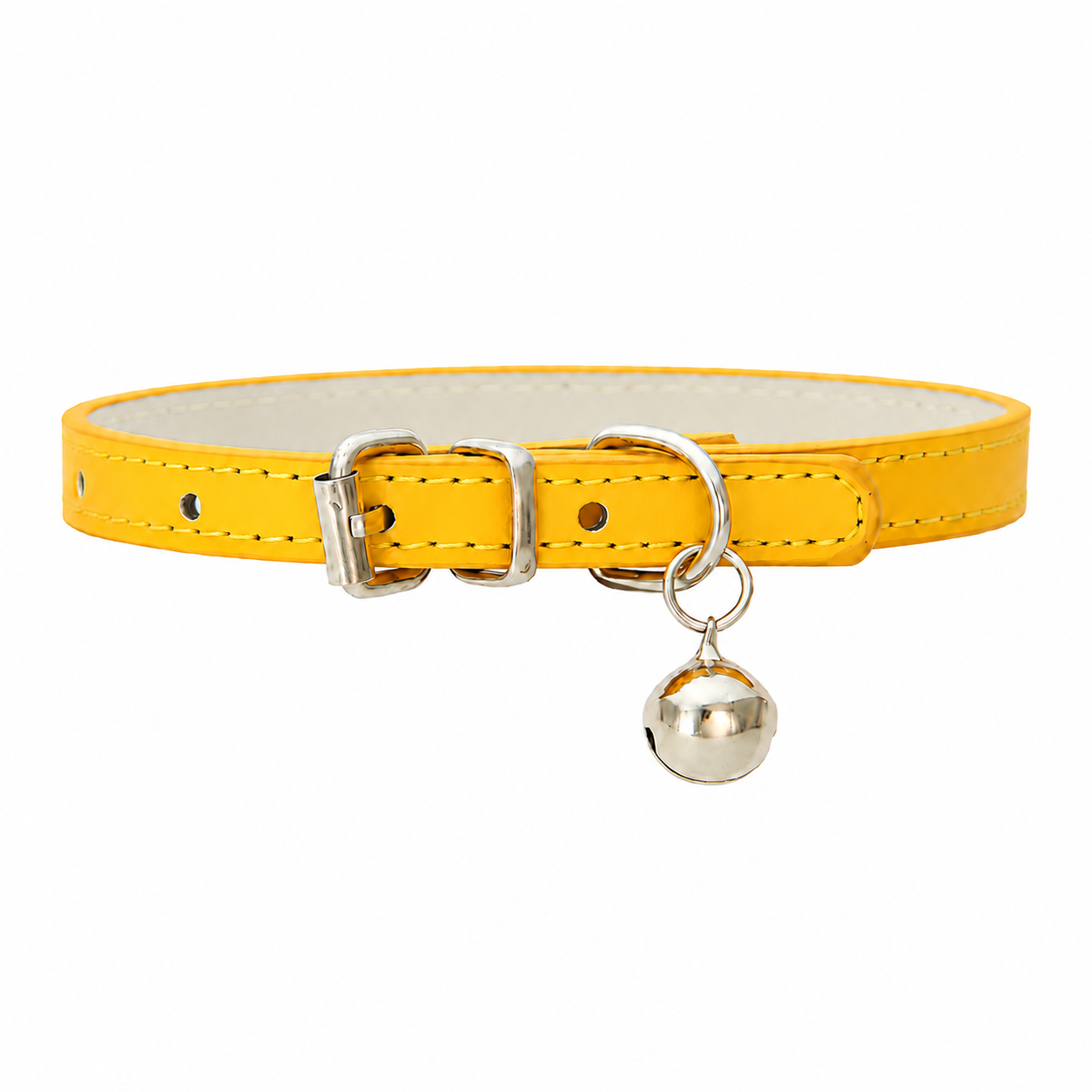 Furkly Leather Cat Collar – Adjustable Soft Padded Collar with Bell & Metal Buckle for Cats and Kittens