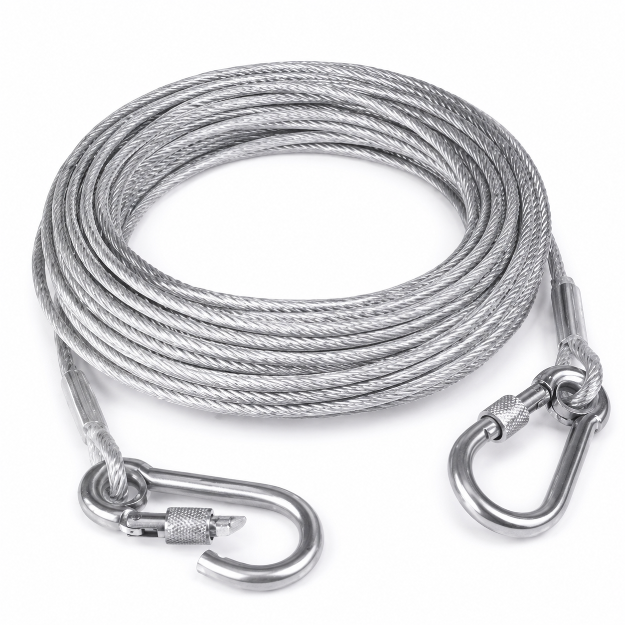 Furkly Steel Dog Tie-Out Cable – Heavy-Duty Outdoor Dog Lead with Locking Clips for Yard, Camping & Travel