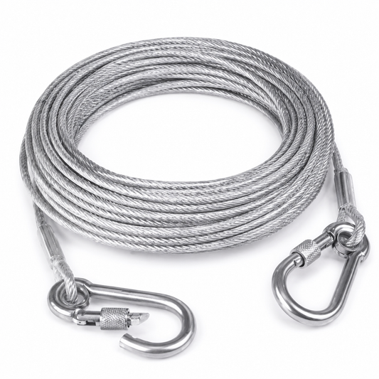 Furkly Steel Dog Tie-Out Cable – Heavy-Duty Outdoor Dog Lead with Locking Clips for Yard, Camping & Travel