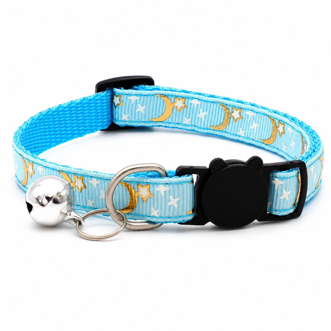 Furkly Star & Moon Cat Collar – Adjustable Bell Collar for Cats, Kittens & Everyday Wear