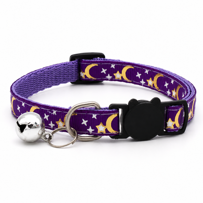 Furkly Star & Moon Cat Collar – Adjustable Bell Collar for Cats, Kittens & Everyday Wear