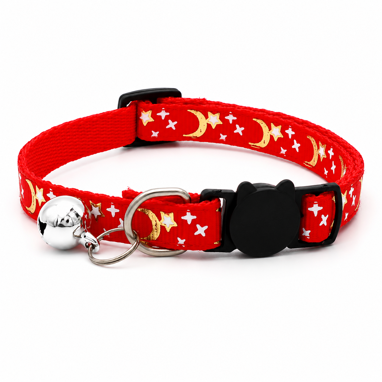 Furkly Star & Moon Cat Collar – Adjustable Bell Collar for Cats, Kittens & Everyday Wear