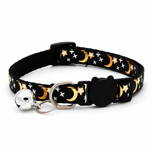 Furkly Star & Moon Cat Collar – Adjustable Bell Collar for Cats, Kittens & Everyday Wear