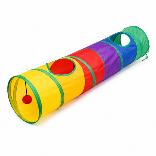 Furkly Cat Tunnel Toy – Collapsible Rainbow Play Tube for Indoor Cats, Kittens, Exercise & Interactive Play