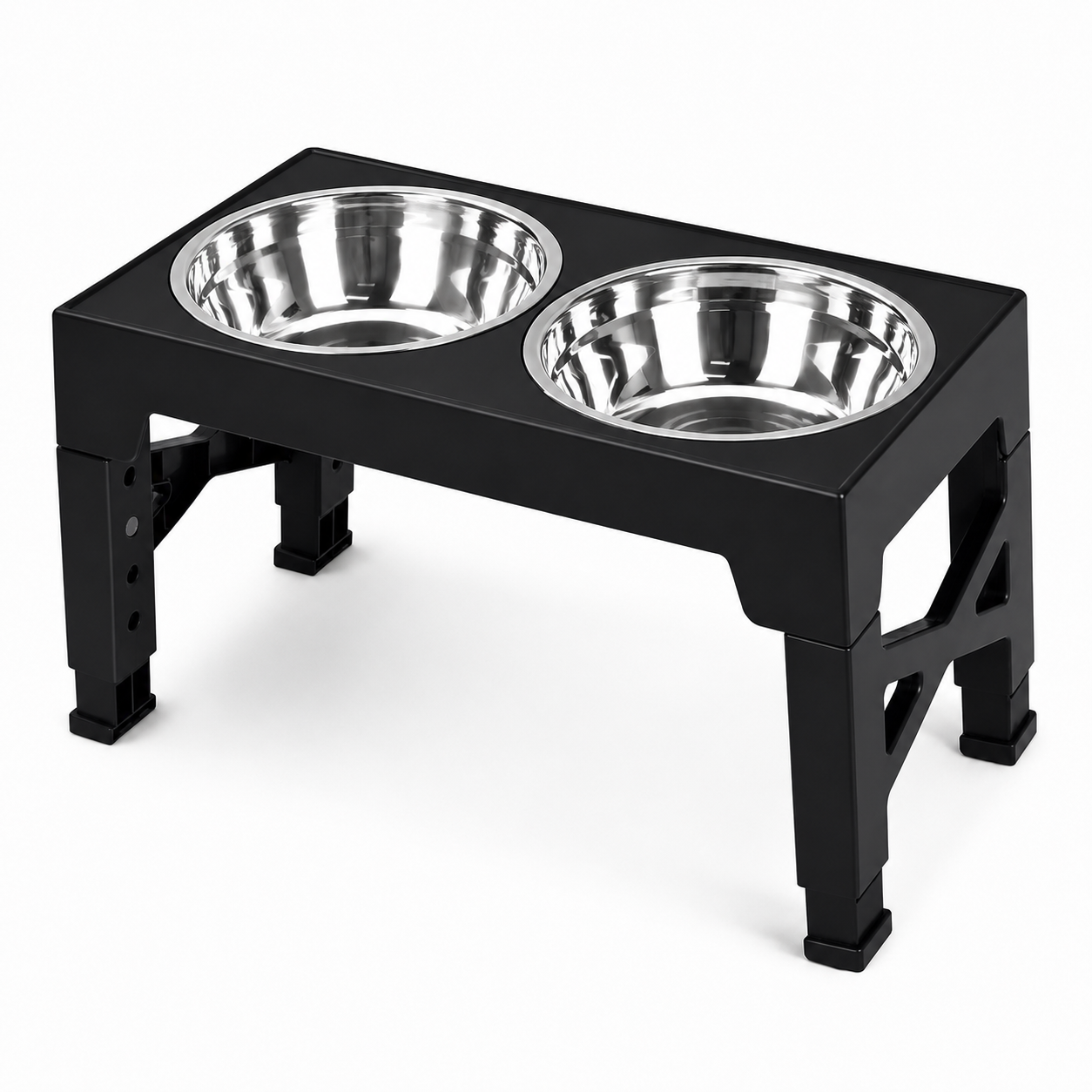 Furkly Elevated Dog Bowl Stand – Adjustable Raised Pet Feeder with Slow Feeder Bowl & Stainless Steel Water Bowls