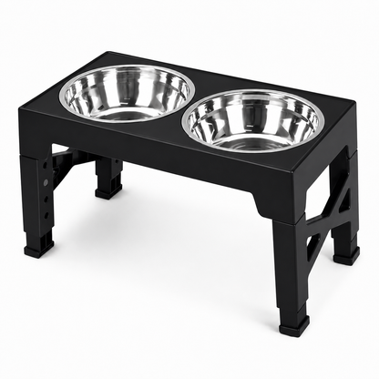 Furkly Elevated Dog Bowl Stand – Adjustable Raised Pet Feeder with Slow Feeder Bowl & Stainless Steel Water Bowls