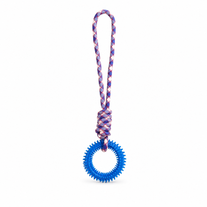Furkly Rope Ring Dog Toy – Spiked Chew Ring with Rope Handle for Tug, Fetch, Teething & Interactive Play