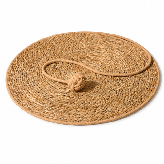 Furkly Round Cat Scratching Mat – Natural Rattan-Style Scratch Rug for Claw Care, Lounging & Furniture Protection