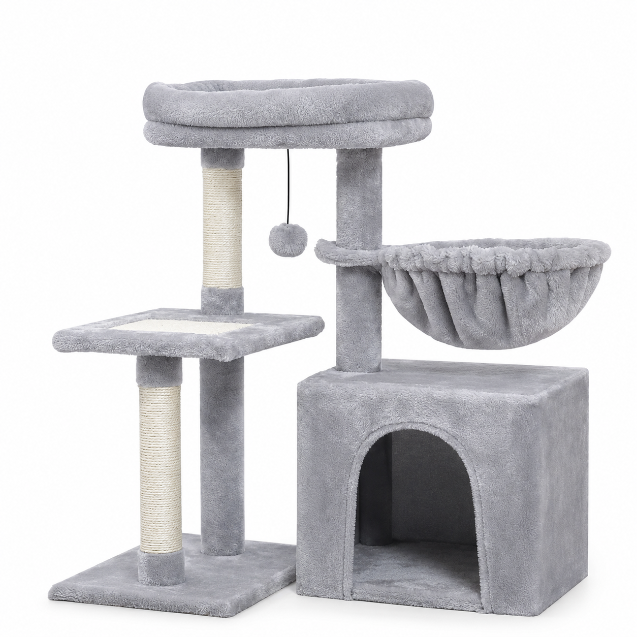 Furkly Cat Tree Tower – Multi-Level Cat Activity Center with Scratching Posts, Hammock, Perch & Hideout