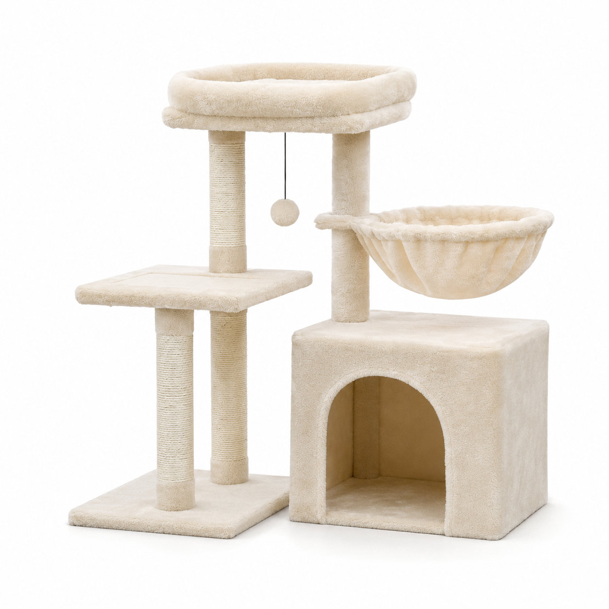 Furkly Cat Tree Tower – Multi-Level Cat Activity Center with Scratching Posts, Hammock, Perch & Hideout